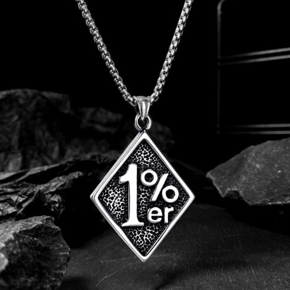 ❤️Fashion trend Retro 1%er square pendant necklace for women/men, N90201P179